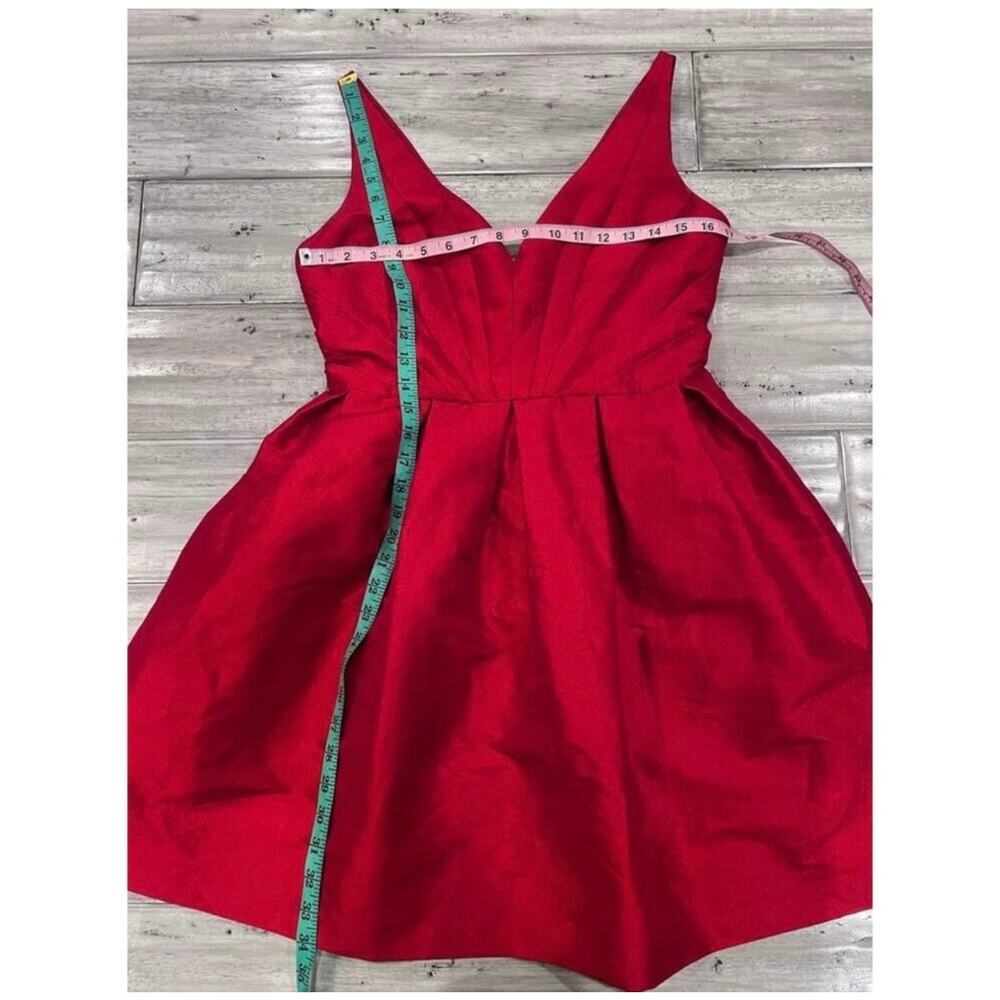 Z Spoke by Zac Posen Red Fit & Flare Dress Size 8 Satin V Neck Designer Cocktail - Picture 12 of 13